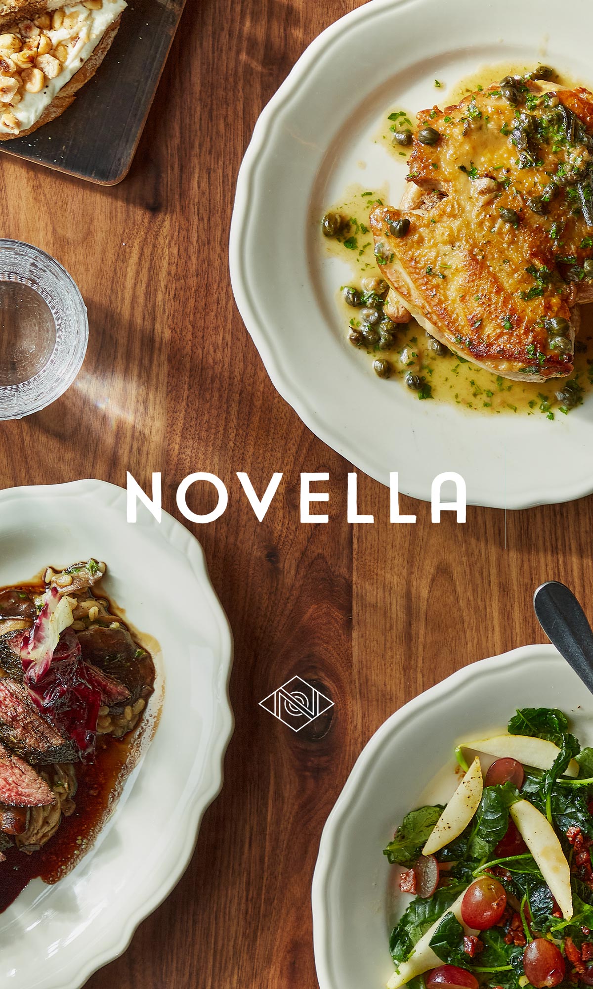 Novella logo + food photography